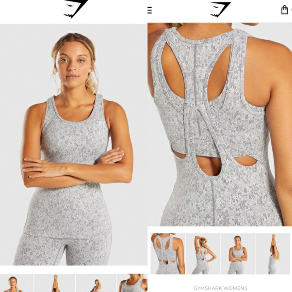 Gymshark fleur texture vest charcoal Marl Xs